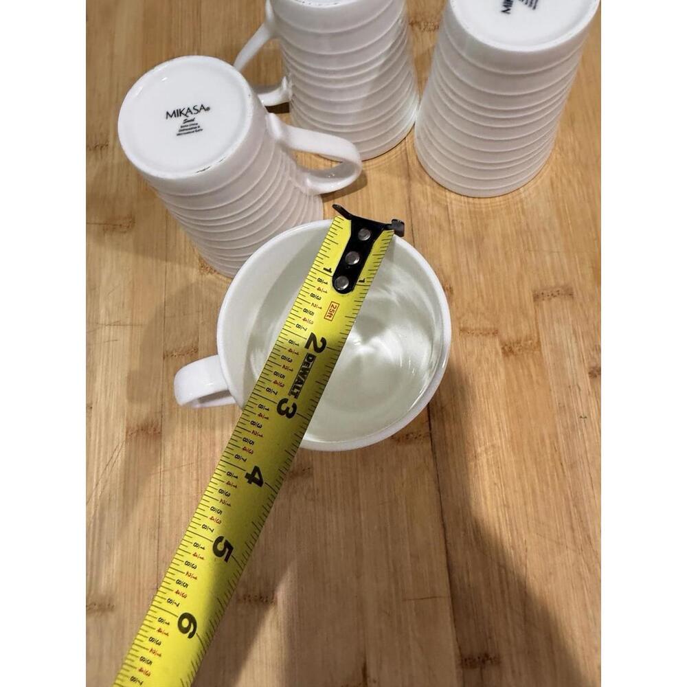 Set Of 4 Mikasa Swirl White Bone China Coffee Cup 4.5" Tall Mug Ribbed * - Picture 9 of 10